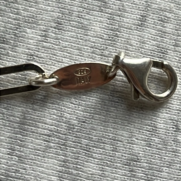 Paolo Romeo Made in Italy Sterling Silver paper clip necklace, 15-16 inches - Picture 13 of 16